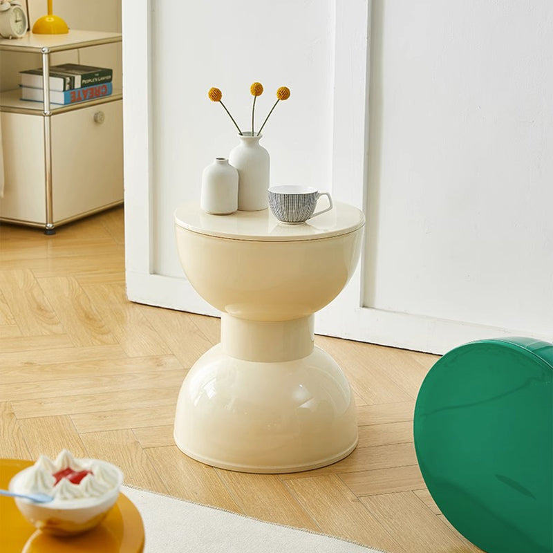 Scandinavian Hourglass Plastic Footstool — Matcha Green