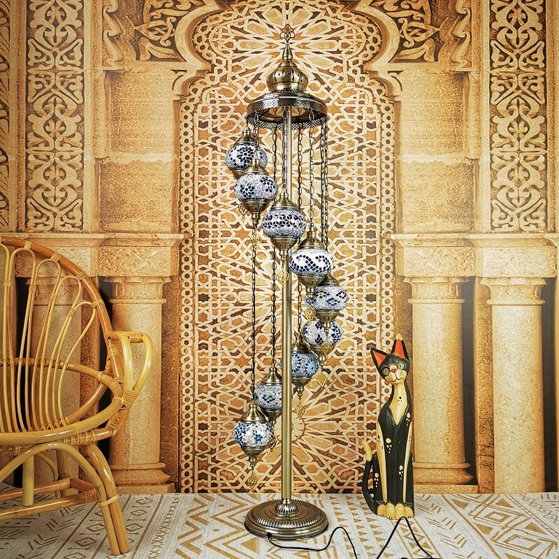 Retro Turkish Moroccan Globe 9-Light Floor Lamp