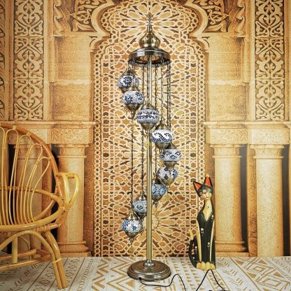 Retro Turkish Moroccan Globe 9-Light Floor Lamp