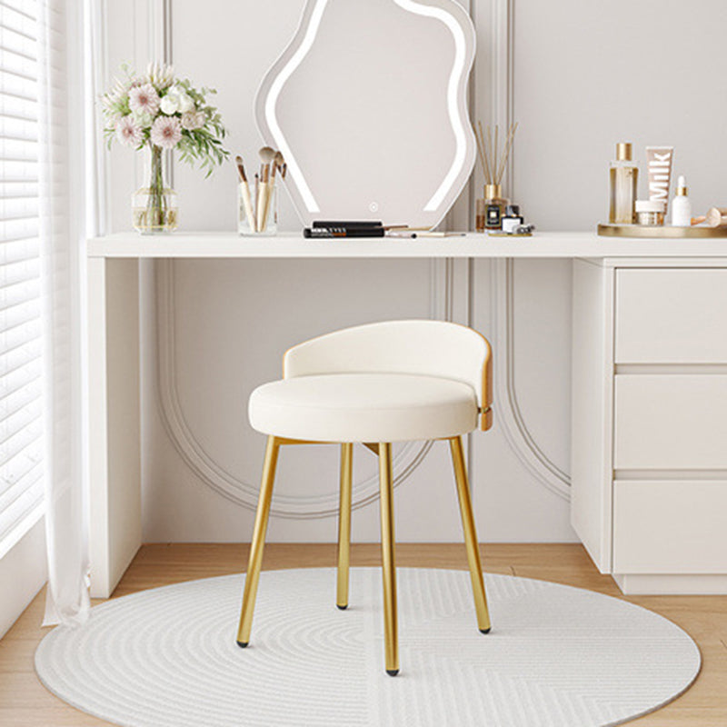 Minimalist Round Leather Iron Vanity Stool