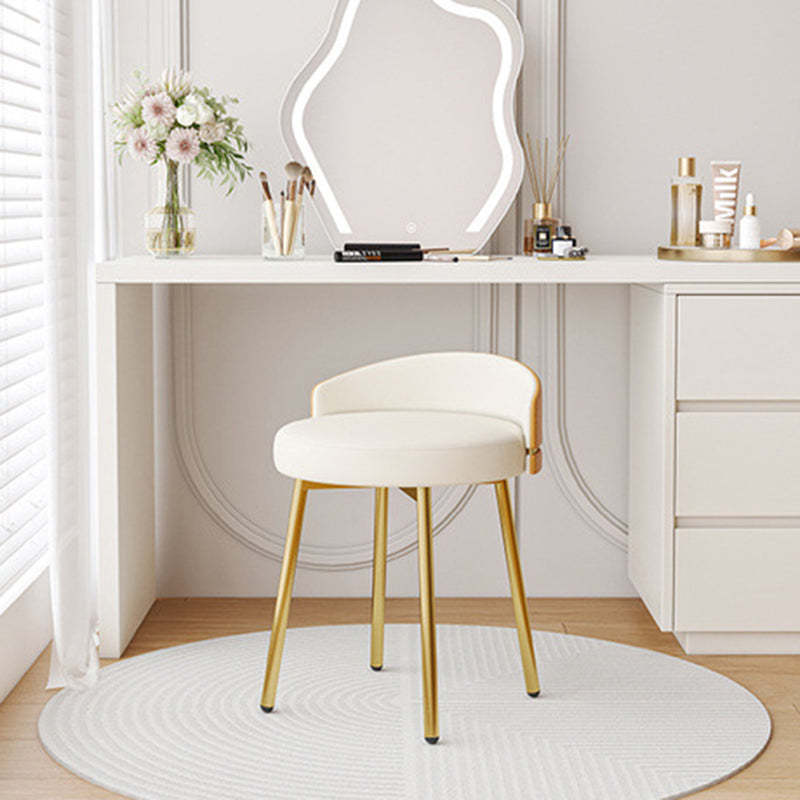 Minimalist Round Leather Iron Vanity Stool