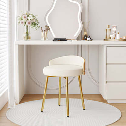 Minimalist Round Leather Iron Vanity Stool