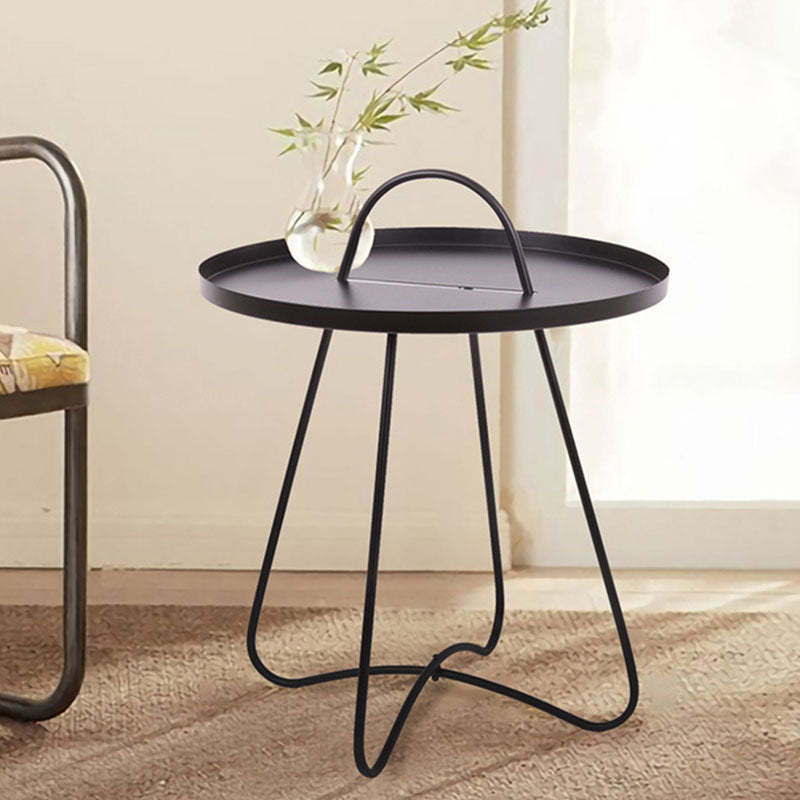 Black metal glass wood round coffee tables - minimalist