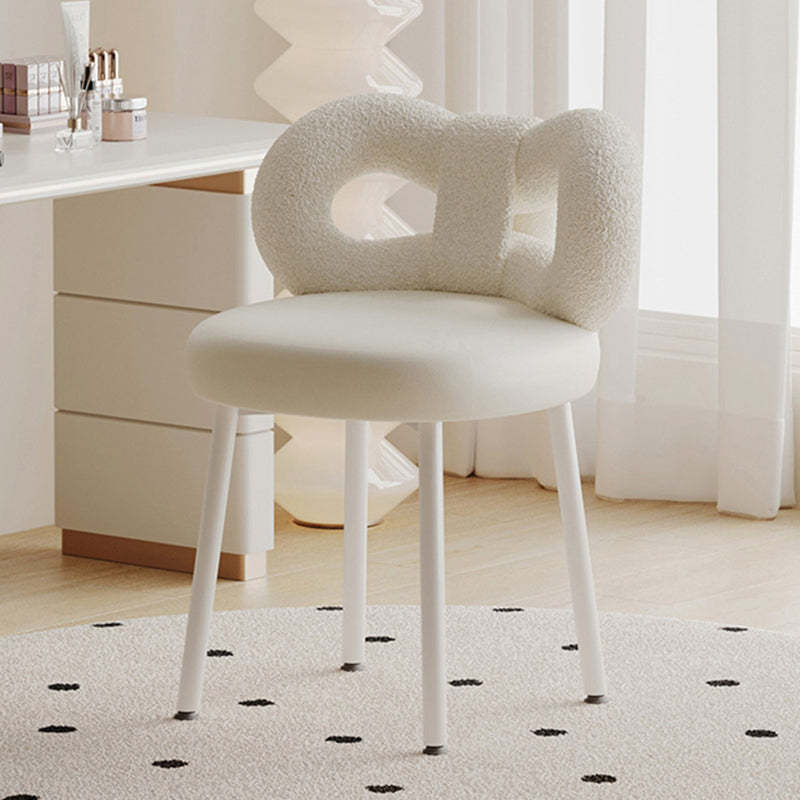 Modern Art Deco Butterfly Leather Iron Vanity Stool — Black