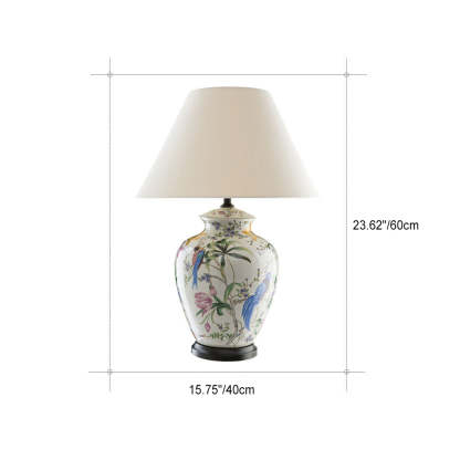 Retro Ceramic Flower Bird Table Lamp
