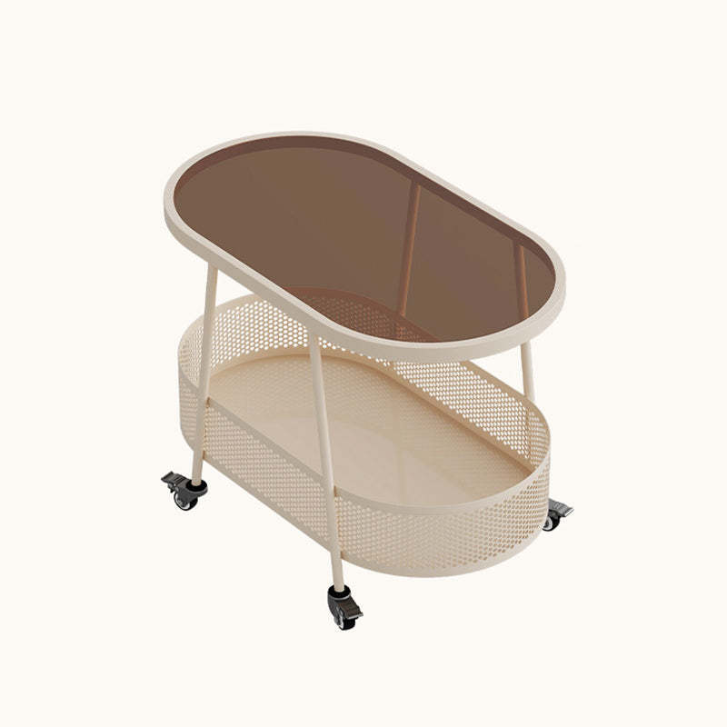 Minimalist Iron Glass 2-Tier End Table