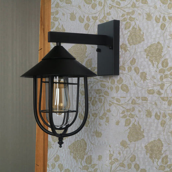 Vintage Industrial Iron Lantern Indoor Outdoor Wall Sconce — Bronze / 220V-240V For UK/AU
