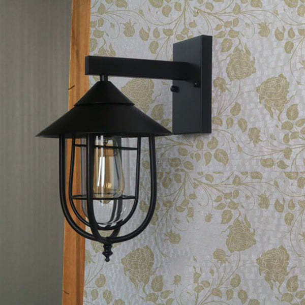 Vintage Industrial Iron Lantern Indoor Outdoor Wall Sconce — Bronze / 220V-240V For UK/AU