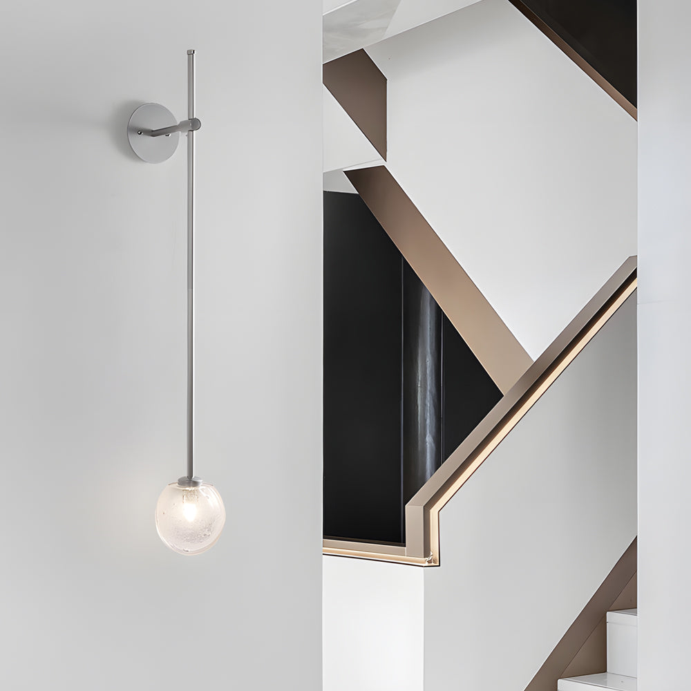 1-Light Glass Bubble Globe Slim Wall Light-Lighom