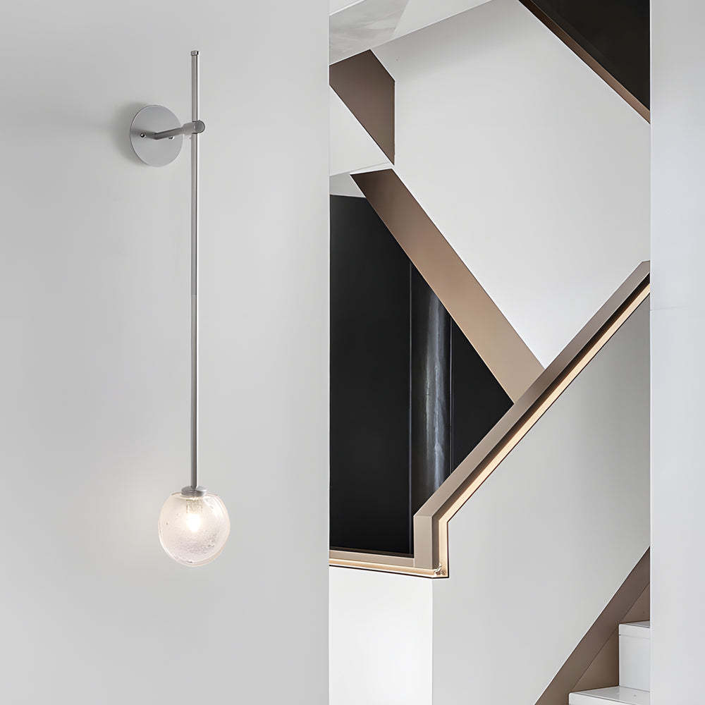1-Light Glass Bubble Globe Slim Wall Light-Lighom