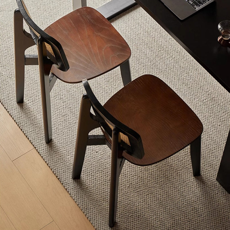 Minimalist Skeleton Wood Rattan Dining Chair — Original Wood Color