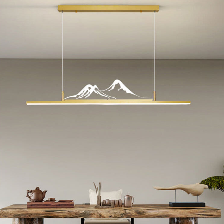 Chinese Retro Long Strip Mountain Peak LED Chandelier