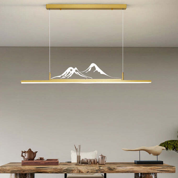 Chinese Retro Long Strip Mountain Peak LED Chandelier