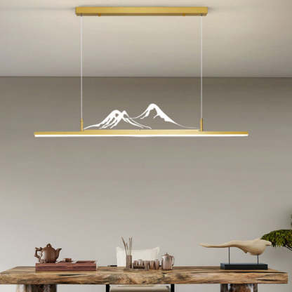 Chinese Retro Long Strip Mountain Peak LED Chandelier