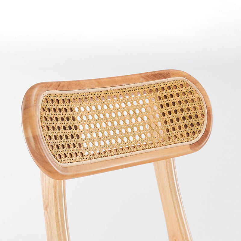Minimalist PU Leather Open-Back Counter Stool — Brown Fabric Seat