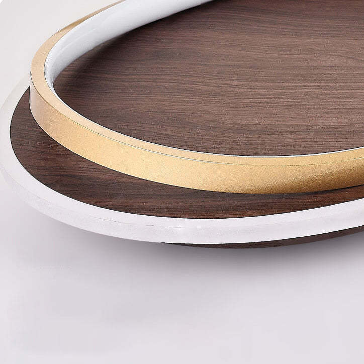 Nordic Minimalist Circular Walnut LED Flush Mount Light