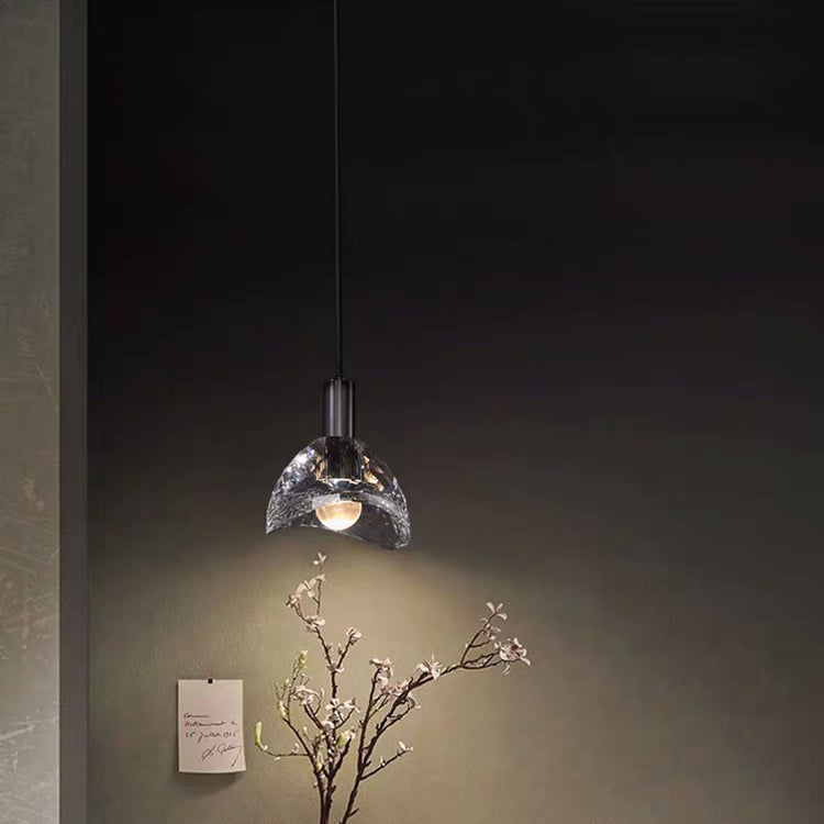 Contemporary Curve Crystal Brass Pendant Light