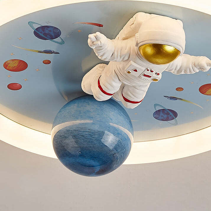 Cartoon Space Astronaut Resin LED Flush Mount Light