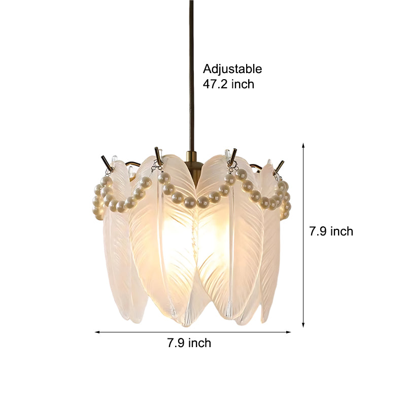 Glass Feathers Seashells Three Step Dimming French Style Chandelier-Lighom