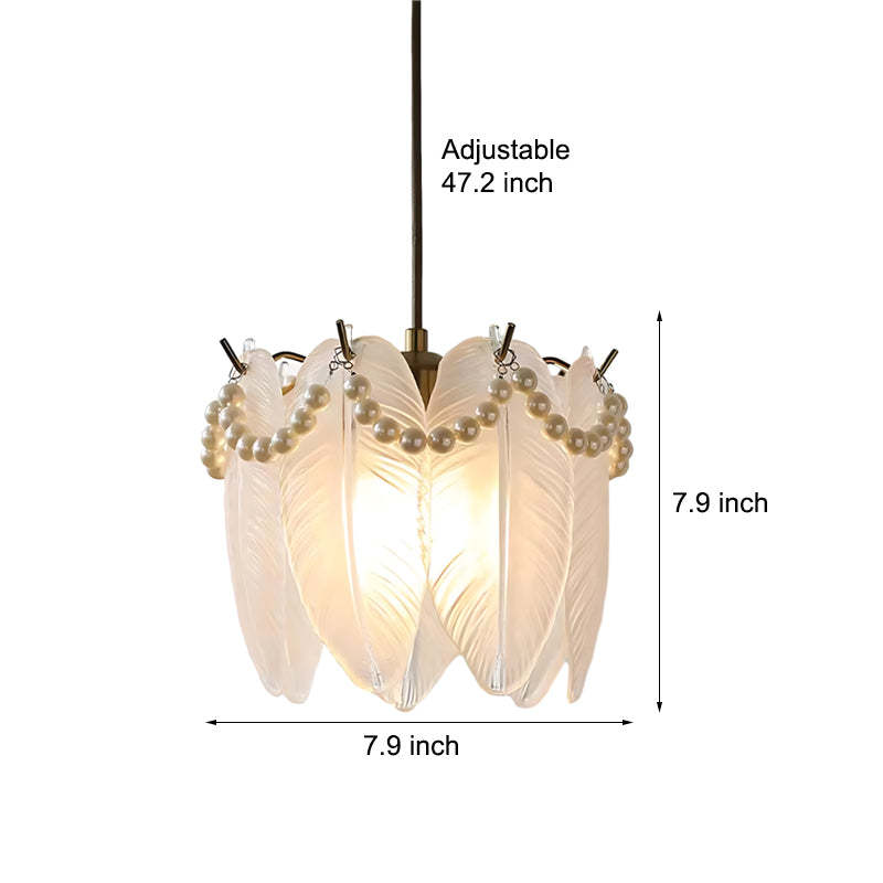 Glass Feathers Seashells Three Step Dimming French Style Chandelier-Lighom