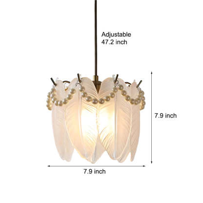 Glass Feathers Seashells Three Step Dimming French Style Chandelier-Lighom