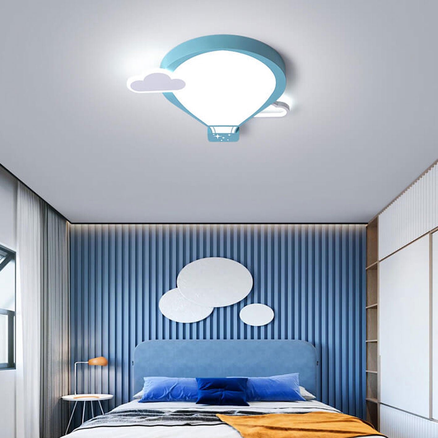 Cartoon Hot Air Balloon LED Kids Flush Mount Light