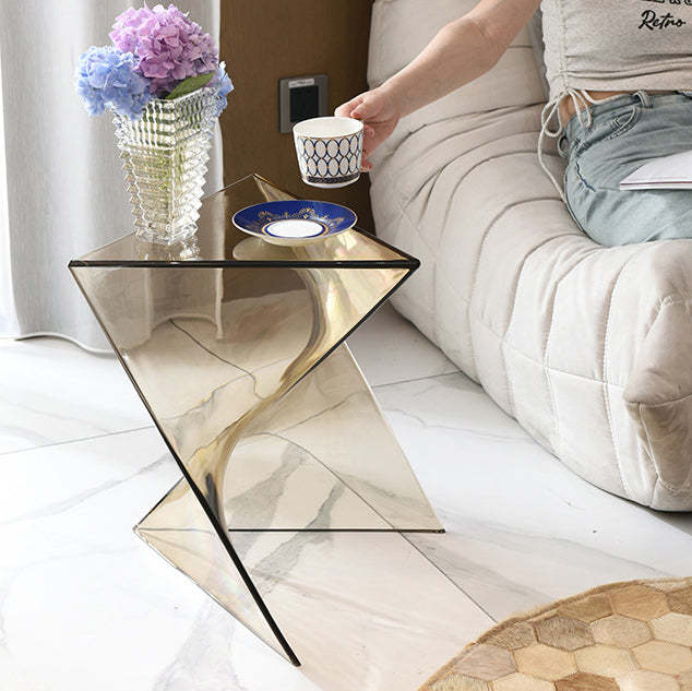 Minimalist Irregular Triangle Plastic End Table — Gray