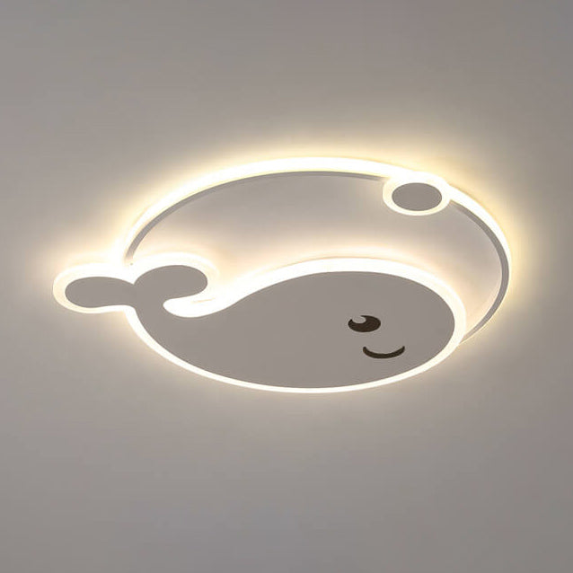 Cartoon Dolphin Moon LED Kids Flush Mount Light