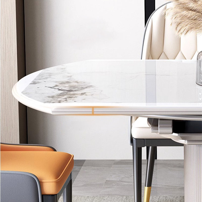 Nordic Elliptical Slab Wood Glass Dining Table