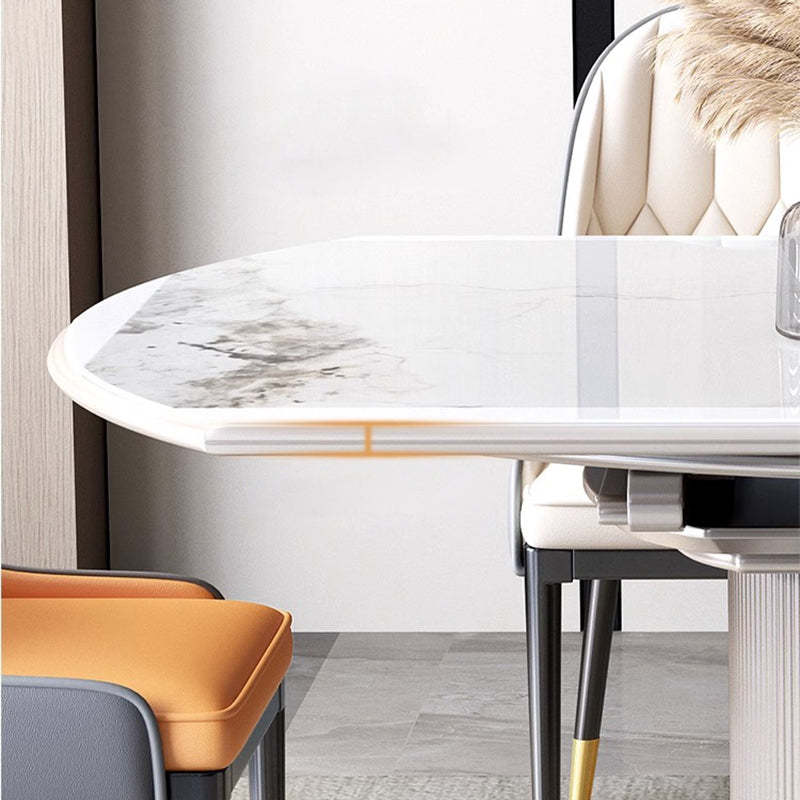 Nordic Elliptical Slab Wood Glass Dining Table
