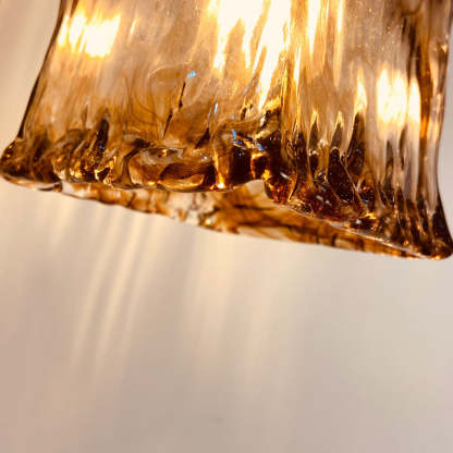 Vintage Amber Square Glass Brass Pendant