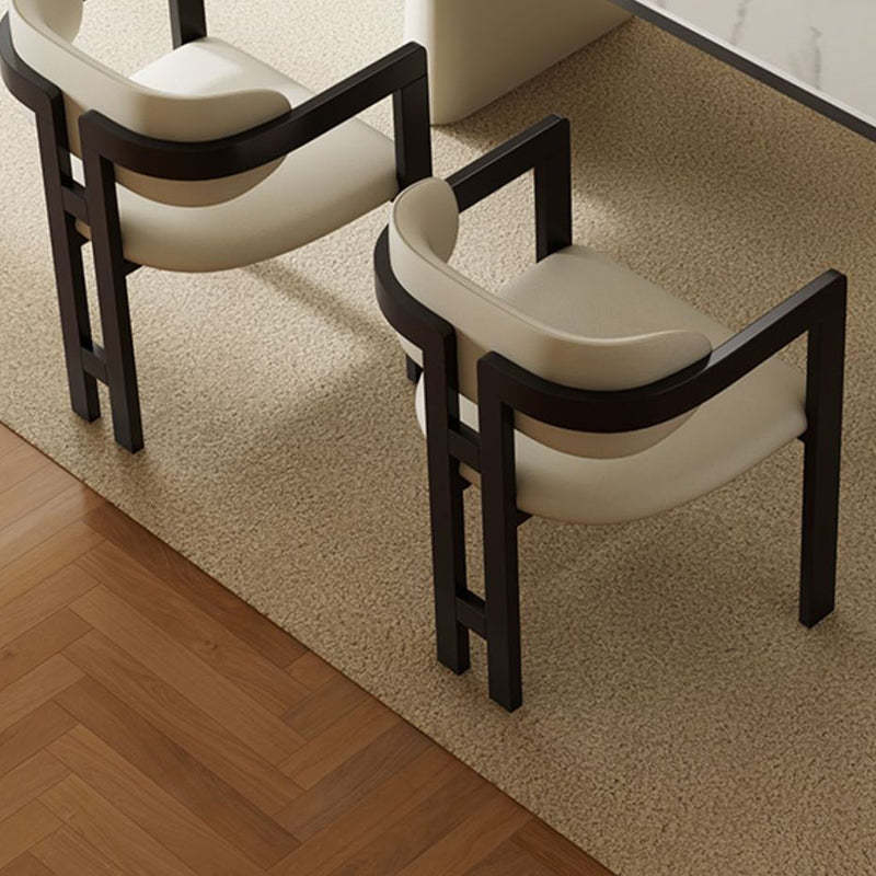 Minimalist Leather Ash Wood Dining Armchair