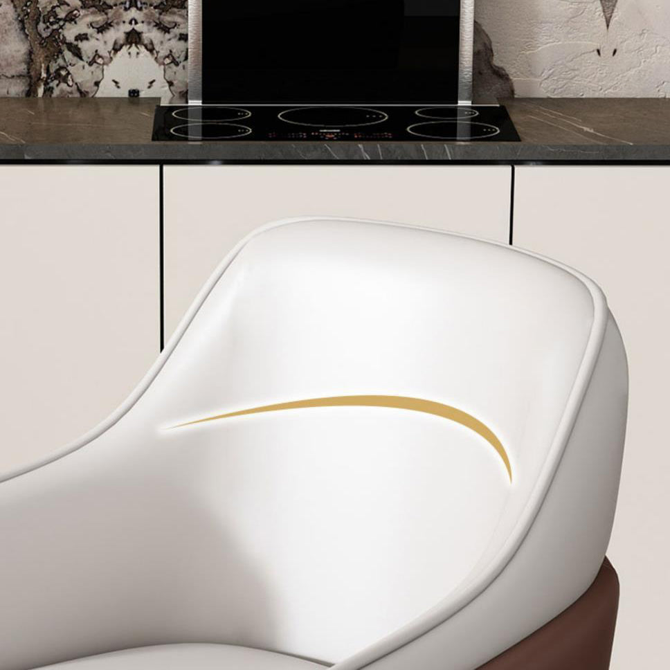 Modern Iron Leather Dining Chair with Armrest Backrest