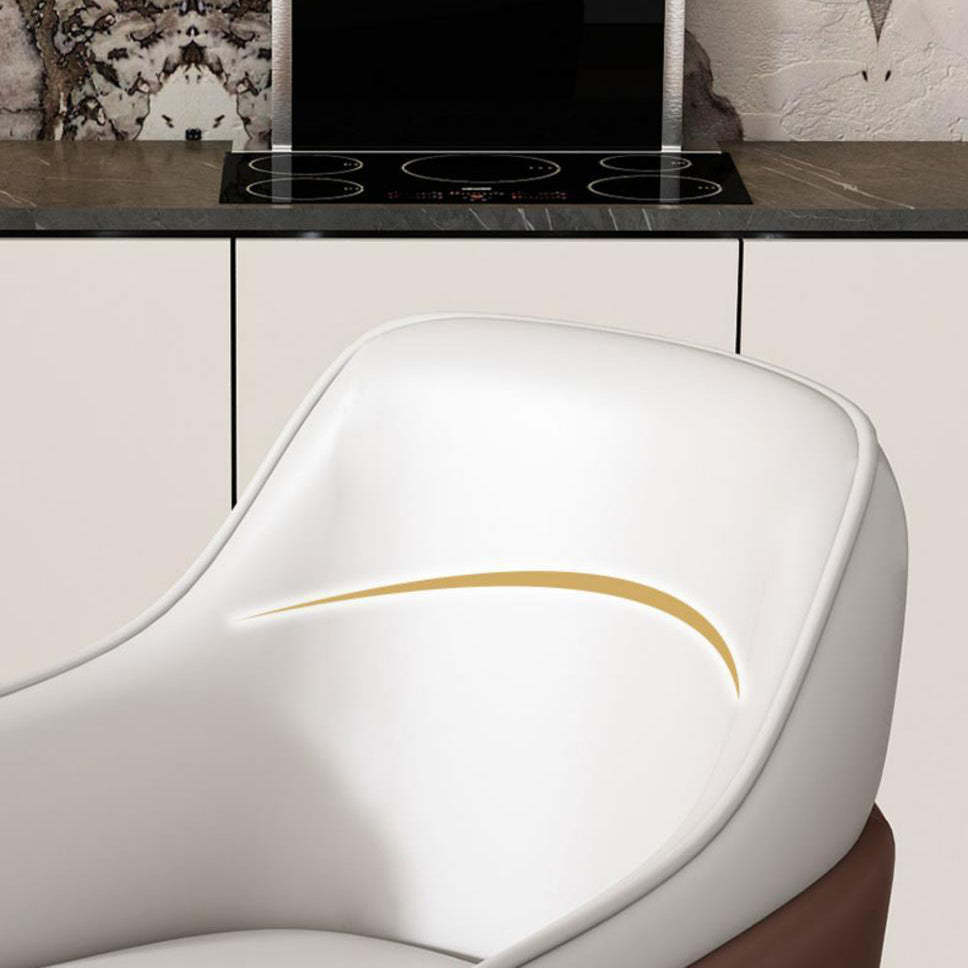 Modern Iron Leather Dining Chair with Armrest Backrest