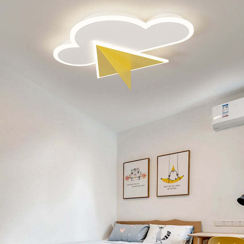 Cartoon Cloud Airplane LED Kids Flush Mount Light