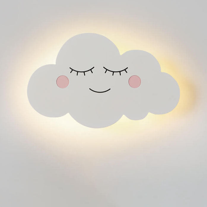Nordic Cloud Iron Emoji Kids LED Sconce — 3 Colors Changeable (Warm/Neutral/White) / Blue / 220V-240V For UK/AU