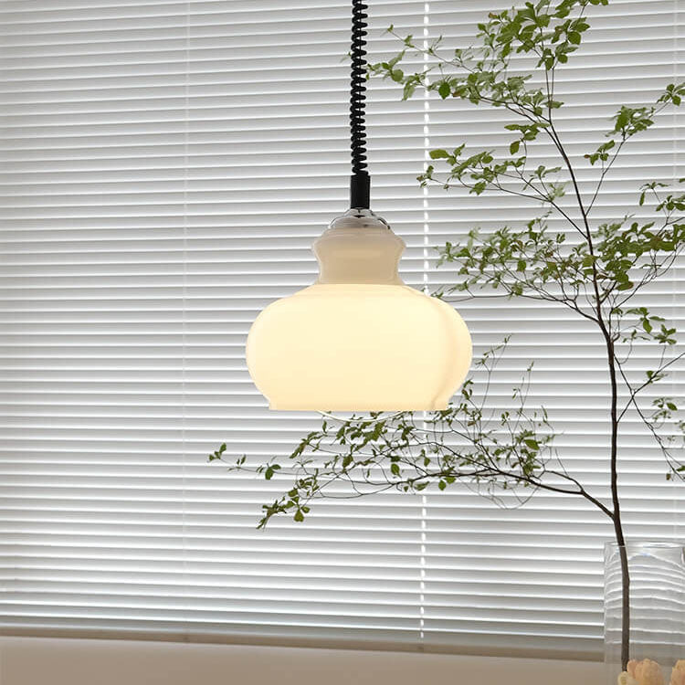 French Vintage Glass Gourd Pendant Light — White / 220V-240V For UK/AU