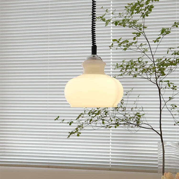 French Vintage Glass Gourd Pendant Light — White / 220V-240V For UK/AU