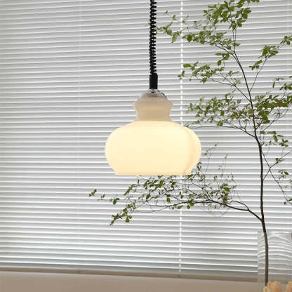 French Vintage Glass Gourd Pendant Light — White / 220V-240V For UK/AU