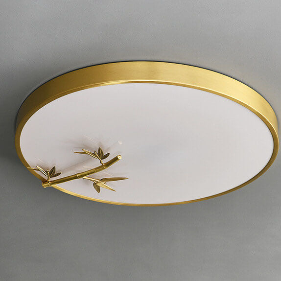 Modern Round Bamboo Pattern LED Flush Mount Light