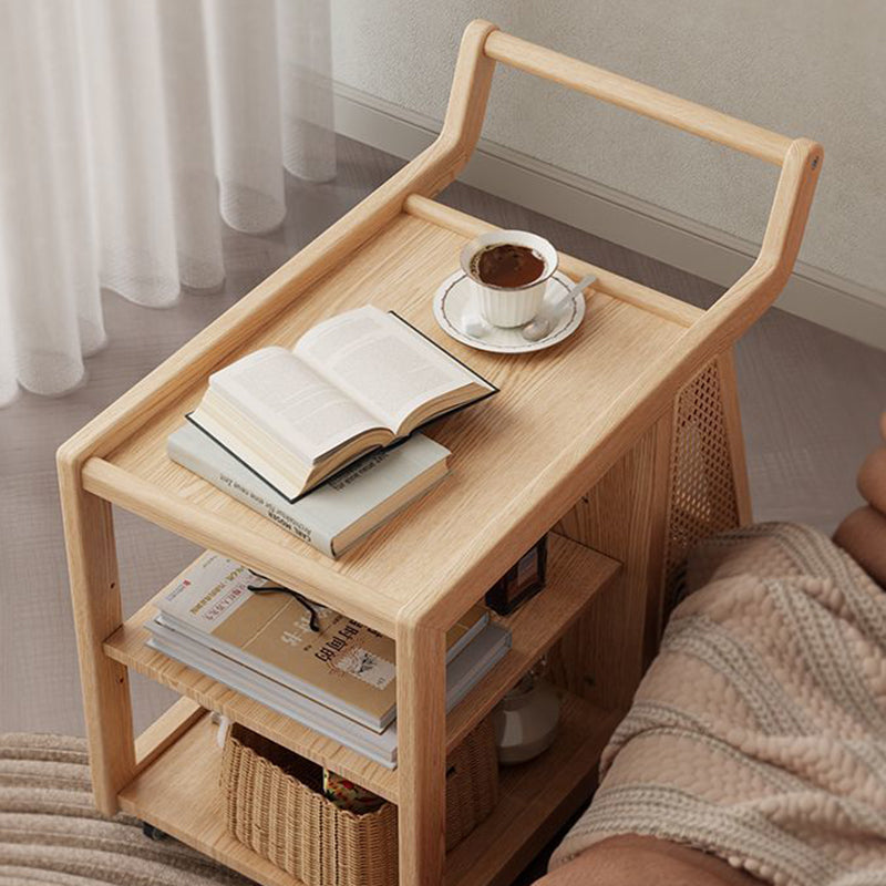 Retro Solid Wood 3-Tier Movable End Table