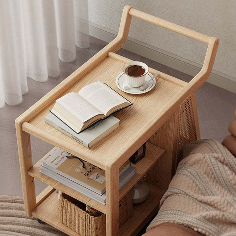 Retro Solid Wood 3-Tier Movable End Table