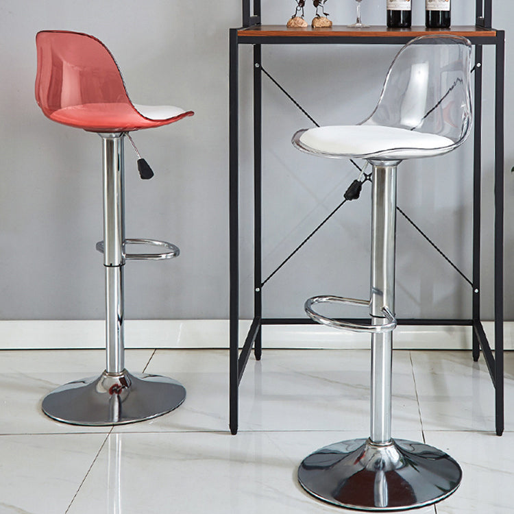 Minimalist Cylinder Base Metal PET Bar Stool — Pink
