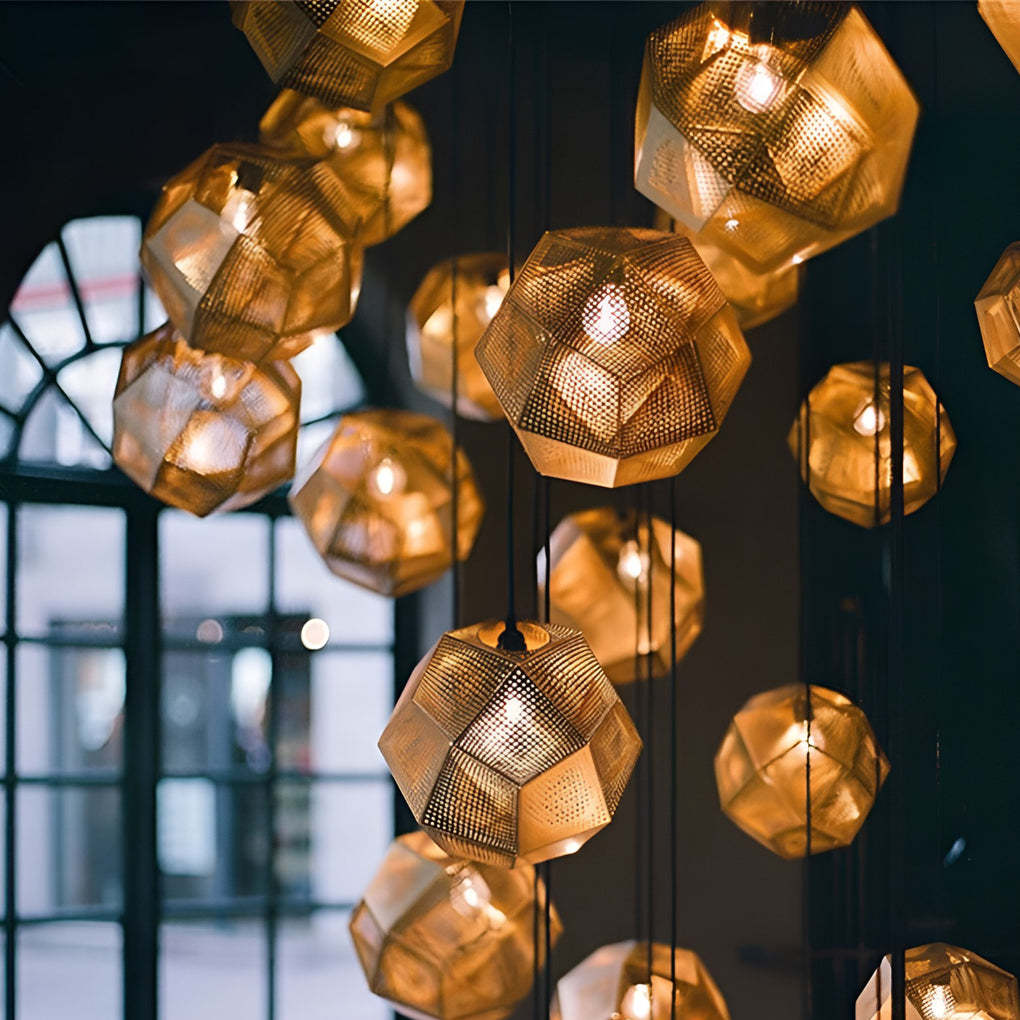 Geometric Round Metal Postmodern Pendant