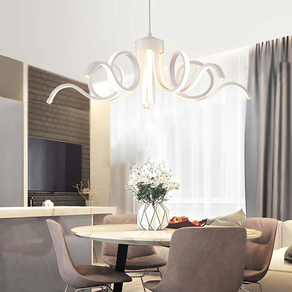 Curved Flower Petal Dimmable Nordic LED Chandelier