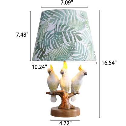 Nordic Leaf Fabric Resin Bird Table Lamp