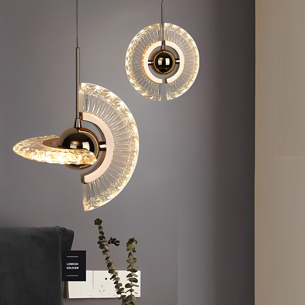 Creative Circle Anodized Acrylic LED Modern Pendant Lighting Hanging Lamp-Lighom