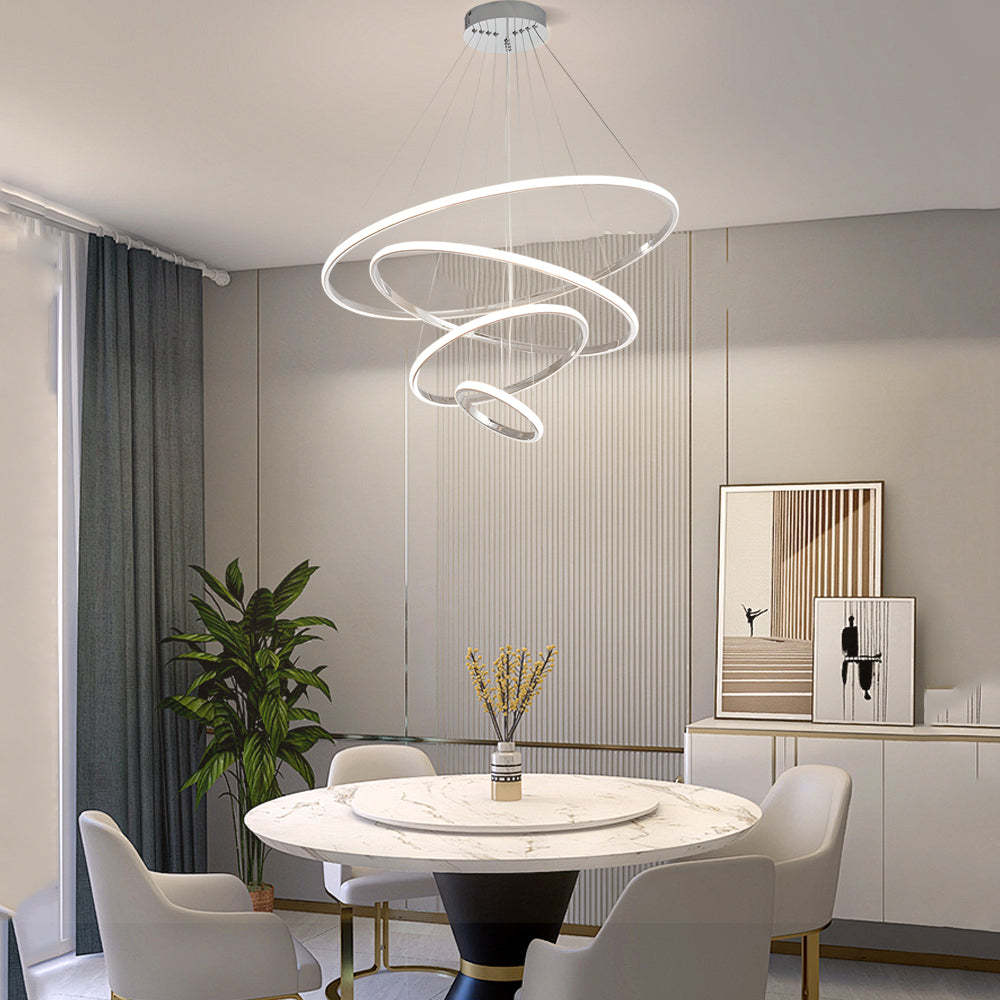 Contemporary Tiered Ring Chrome Chandelier