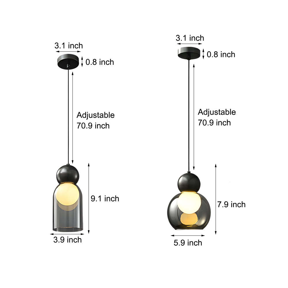 Glass Gourd 3-Step Dimming Copper Modern Pendant Light
