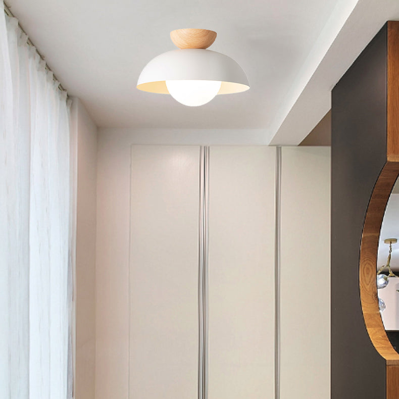 White iron round semi-flush mount light - minimalist — 220V-240V (UK/AU